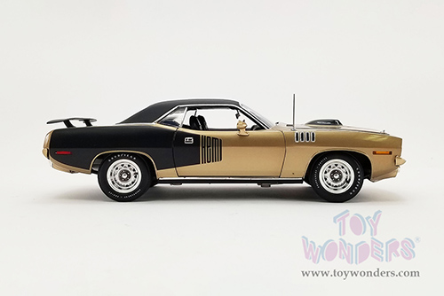 Acme - Plymouth Hemi Barracuda - Super Track Pack with Vinyl Top (1971, 1/18 scale diecast model car, Gold Leaf/Black) A1806126VT
