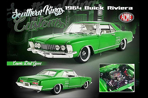 Acme - Buick Riviera Cruiser - Southern Kings Customs (1964, 1/18 scale diecast model car, Cosmic Dust Green) A1806305