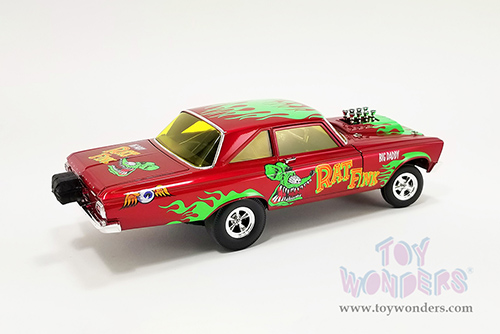 Acme - Plymouth AWB (Altered Wheel Base) "Big Daddy Rat Fink" (1965, 1/18 scale diecast model car, Red/Green) A1806508