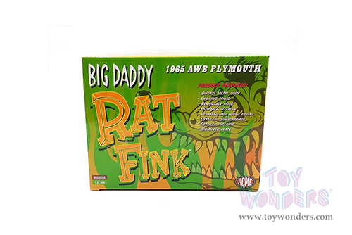 Acme - Plymouth AWB (Altered Wheel Base) "Big Daddy Rat Fink" (1965, 1/18 scale diecast model car, Red/Green) A1806508