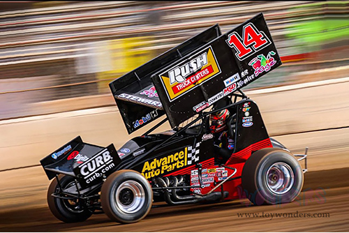 Acme - Winged Sprint Car #14 Tony Stewart "Advance Auto Parts" Rush Truck Centers (2021, 1/18 scale diecast model car, Black) A1809501