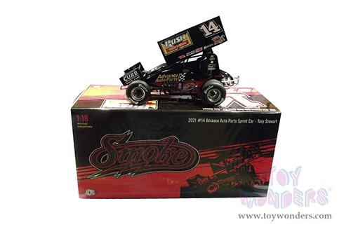 Acme - Winged Sprint Car #14 Tony Stewart "Advance Auto Parts" Rush Truck Centers (2021, 1/18 scale diecast model car, Black) A1809501