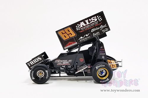 Acme - Winged Sprint Car #69 Bud Kaeding "Al's Roofing Supplies" Kaeding Performance 2022 (1/18 scale diecast model car, Black) A1822010