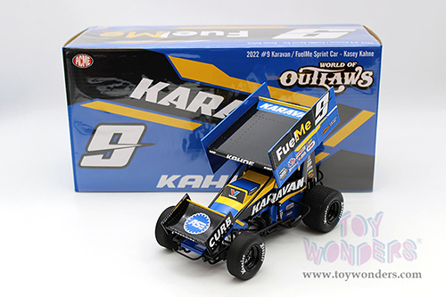 Acme - Winged Sprint Car #9 Kasey Kahne "Karavan - Fuel Me" Kasey Kahne Racing 2022 (1/18 scale diecast model car, Blue) A1822012