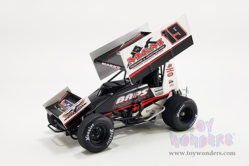 Acme - Winged Sprint Car #19 Brent Marks "BAPS Paints" Murray-Marks Motorsports 2022 (1/18 scale diecast model car, Black/White) A1822016