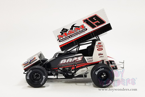 Acme - Winged Sprint Car #19 Brent Marks "BAPS Paints" Murray-Marks Motorsports 2022 (1/18 scale diecast model car, Black/White) A1822016