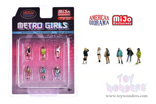 American Diorama/Mijo Exclusives - Metro Girls Figure Set (6 pc. set, 1/64 scale diecast metal, Asstd.) AD-2408MJ