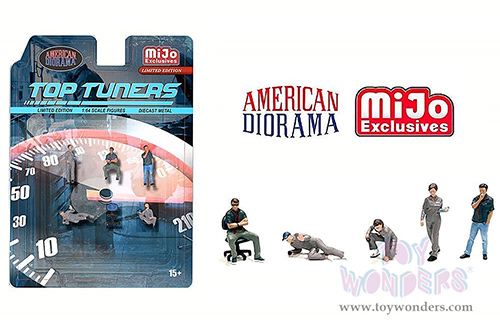 American Diorama/Mijo Exclusives - Top Tuners (6 pc. set, 1/64 scale diecast metal, Asstd.) AD-2412MJ