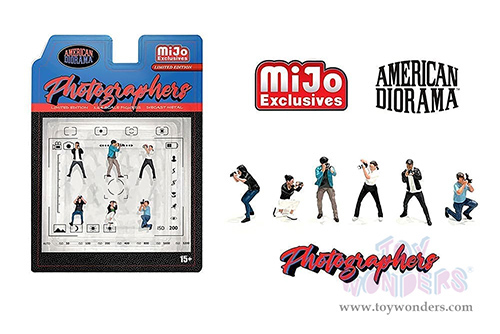 American Diorama/Mijo Exclusives - Photographers (6 pc. set, 1/64 scale diecast metal, Asstd.) AD-2414MJ