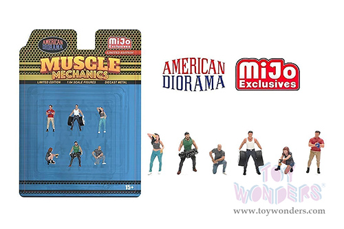 American Diorama/Mijo Exclusives - Muscle Mechanics (6 pc. set, 1/64 scale diecast metal, Asstd.) AD-2417MJ