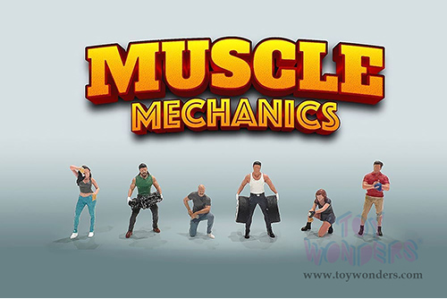 American Diorama/Mijo Exclusives - Muscle Mechanics (6 pc. set, 1/64 scale diecast metal, Asstd.) AD-2417MJ