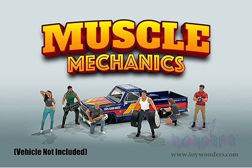 American Diorama/Mijo Exclusives - Muscle Mechanics (6 pc. set, 1/64 scale diecast metal, Asstd.) AD-2417MJ