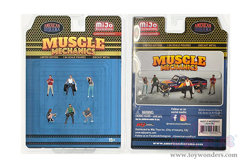 American Diorama/Mijo Exclusives - Muscle Mechanics (6 pc. set, 1/64 scale diecast metal, Asstd.) AD-2417MJ