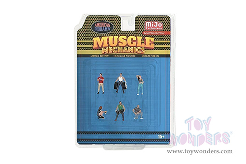 American Diorama/Mijo Exclusives - Muscle Mechanics (6 pc. set, 1/64 scale diecast metal, Asstd.) AD-2417MJ