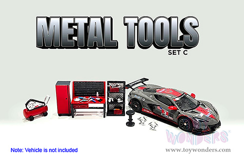 American Diorama/Mijo Exclusives - Metal Tools Set C (7 pc. set, 1/64 scale diecast metal, Red) AD-2419MJ