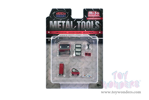 American Diorama/Mijo Exclusives - Metal Tools Set C (7 pc. set, 1/64 scale diecast metal, Red) AD-2419MJ