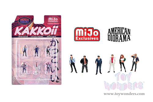 American Diorama/Mijo Exclusives - "Kakkoii" Figure Set (6 pc. set, 1/64 scale diecast metal, Asstd.)  AD-2425MJ
