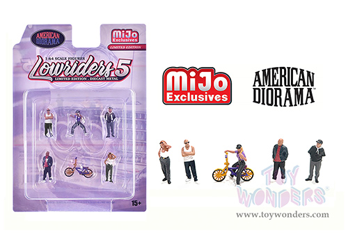 American Diorama/Mijo Exclusives - "Lowriders 5" Figure Set (6 pc. set, 1/64 scale diecast metal, Asstd.)  AD-2427MJ