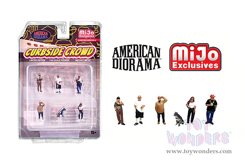 American Diorama/Mijo Exclusives - "Curbside Crowd" Figure Set (6 pc. set, 1/64 scale diecast metal, Asstd.)  AD-2429MJ