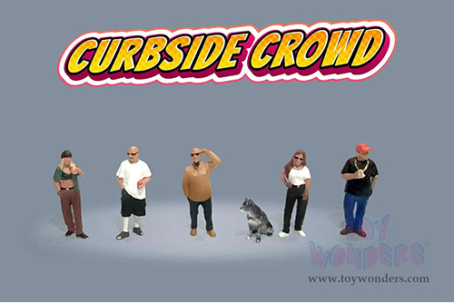 American Diorama/Mijo Exclusives - "Curbside Crowd" Figure Set (6 pc. set, 1/64 scale diecast metal, Asstd.)  AD-2429MJ