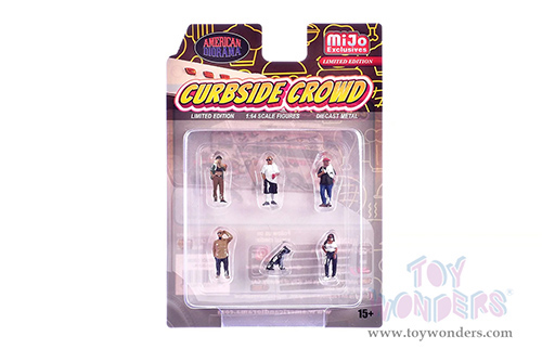 American Diorama/Mijo Exclusives - "Curbside Crowd" Figure Set (6 pc. set, 1/64 scale diecast metal, Asstd.)  AD-2429MJ
