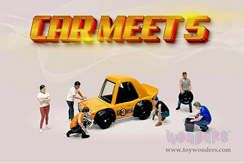 American Diorama/Mijo Exclusives - "Car Meet 5" Figure Set (6 pc. set, 1/64 scale diecast metal, Asstd.)  AD-2432MJ