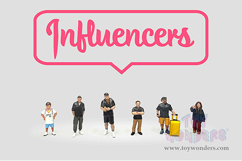 American Diorama/Mijo Exclusives - "Influencers" Figure Set (6 pc. set, 1/64 scale diecast metal, Asstd.)  AD-2433MJ