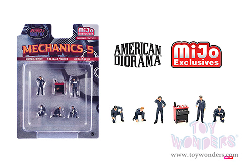 American Diorama/Mijo Exclusives - "Mechanics 5" Figure Set (6 pc. set, 1/64 scale diecast metal, Asstd.)  AD-2435MJ
