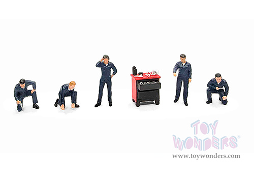 American Diorama/Mijo Exclusives - "Mechanics 5" Figure Set (6 pc. set, 1/64 scale diecast metal, Asstd.)  AD-2435MJ