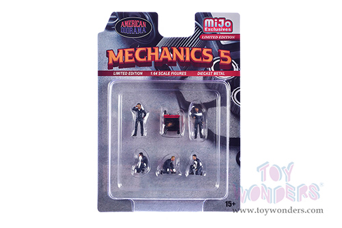 American Diorama/Mijo Exclusives - "Mechanics 5" Figure Set (6 pc. set, 1/64 scale diecast metal, Asstd.)  AD-2435MJ