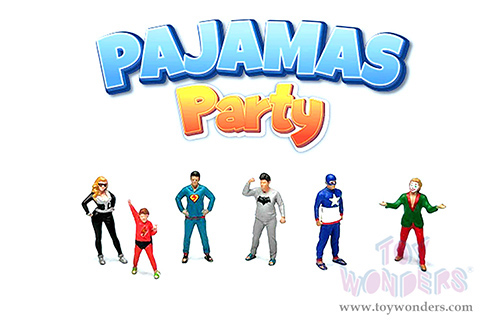 American Diorama/Mijo Exclusives - "Pajamas Party" Figure Set (6 pc. set, 1/64 scale diecast metal, Asstd.)  AD-2436MJ