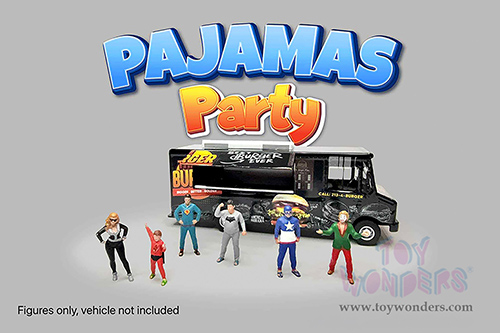 American Diorama/Mijo Exclusives - "Pajamas Party" Figure Set (6 pc. set, 1/64 scale diecast metal, Asstd.)  AD-2436MJ