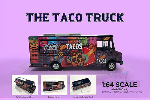 American Diorama/Mijo Exclusives - Food Truck "The Taco Truck" (1/64 scale diecast metal, Purple)  AD-70100MJ