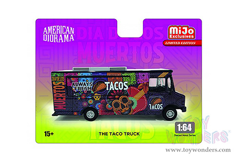 American Diorama/Mijo Exclusives - Food Truck "The Taco Truck" (1/64 scale diecast metal, Purple)  AD-70100MJ