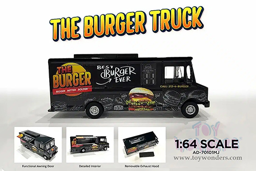 American Diorama/Mijo Exclusives - Food Truck "The Burger Truck" (1/64 scale diecast metal, Black)  AD-70101MJ