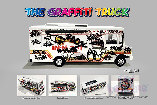 American Diorama/Mijo Exclusives - Food Truck "The Graffiti Truck" (1/64 scale diecast metal, White)  AD-70102MJ