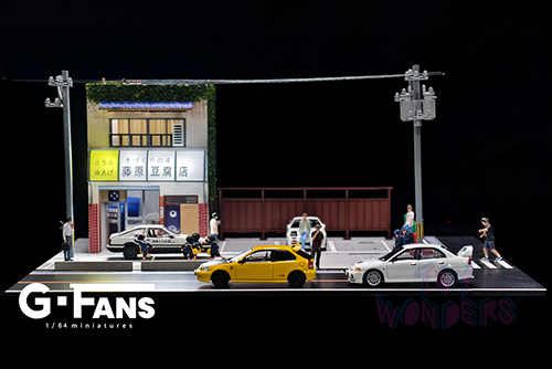 American Diorama X G-Fans - Akina Tofu Shop with LED Lights and 2 Figure Set (1/64 scale diorama model, Asstd.)  AD-710039GF