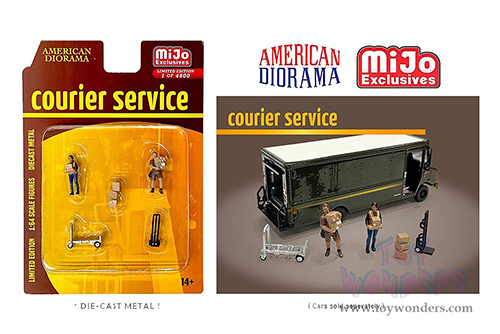 American Diorama/Mijo Exclusives - Courier Service (5 pc. set, 1/64 scale diecast metal, Asstd.) AD-76495MJ