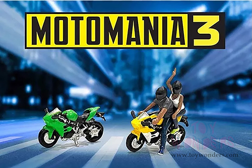 American Diorama/Mijo Exclusives - Motomania 3 Figure & Bike Set (4 pc. set, 1/64 scale diecast metal, Asstd.)  AD-76499MJ