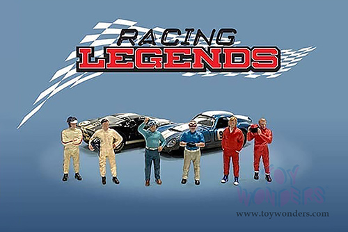 American Diorama/Mijo Exclusives - Racing Legends Figure Set (6 pc. set, 1/64 scale diecast metal, Asstd.)  AD-76503MJ