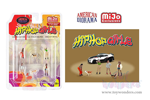 American Diorama/Mijo Exclusives - Hip Hop Girls Figure Set (6 pc. set, 1/64 scale diecast metal, Asstd.) AD-76505MJ