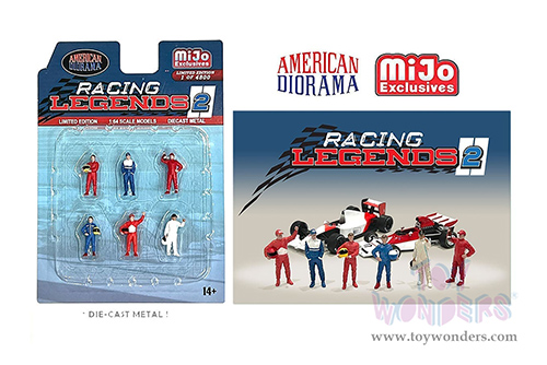 American Diorama/Mijo Exclusives - Racing Legends 2 Figure Set (6 pc. set, 1/64 scale diecast metal, Asstd.)  AD-76511MJ