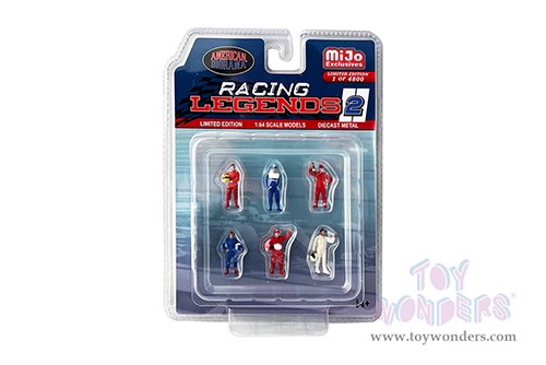 American Diorama/Mijo Exclusives - Racing Legends 2 Figure Set (6 pc. set, 1/64 scale diecast metal, Asstd.)  AD-76511MJ