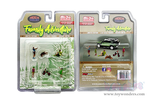 American Diorama/Mijo Exclusives - Family Adventure Figure Set (6 pc. set, 1/64 scale diecast metal, Asstd.) AD-76513MJ