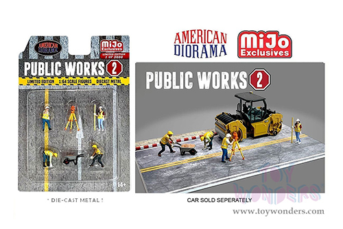 American Diorama/Mijo Exclusives - Public Works 2 Figure Set (6 pc. set, 1/64 scale diecast metal, Asstd.)  AD-76519MJ