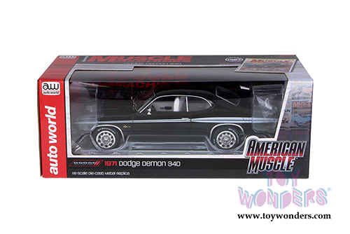 Auto World American Muscle - Hemmings Muscle Machines Dodge Demon 340 Hard Top (1971, 1/18 scale diecast model car, Black) AMM1062