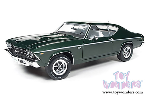 Auto World ERTL - Chevy Chevelle SS396 50th Anniversary 396 engine Hard Top (1969, 1/18 scale diecast model car, Fathom Green) AMM1064