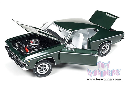 Auto World ERTL - Chevy Chevelle SS396 50th Anniversary 396 engine Hard Top (1969, 1/18 scale diecast model car, Fathom Green) AMM1064
