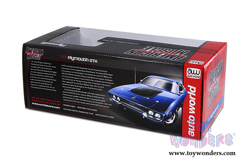 Auto World - Plymouth GTX Hard Top (1971, 1/18 scale diecast model car, Blue) AMM1065