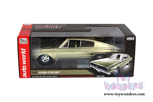 Auto World ERTL - Dodge Charger Dodge Charger Fastback 50th Anniversary Hardtop (1966, 1/18 scale diecast model car, Citron Gold) AMM1067